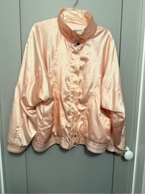 Vintage Prada-like Lavon Women's Pink Satin Bomber Jacket